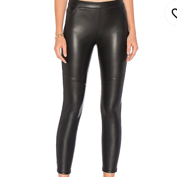 Free People Moto Black Vegan Leather Leggings - Picture 2 of 15